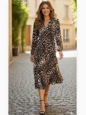 NWT Vero Moda Women’s Long Sleeve Wrap Dress Animal‎ Print